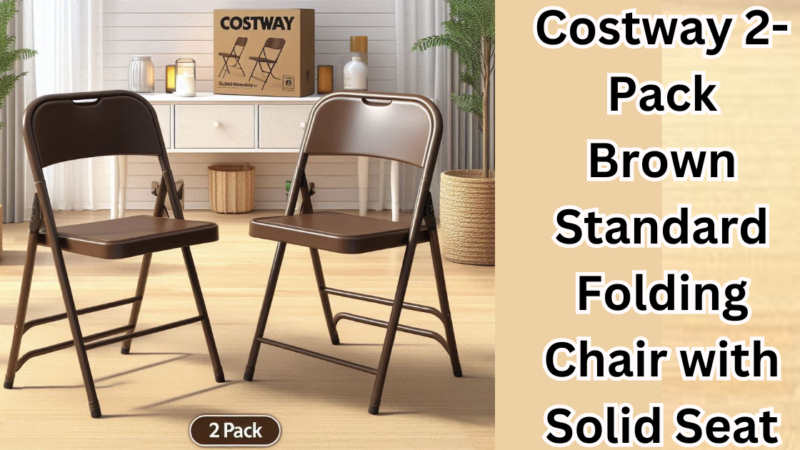 Costway 2-Pack Brown Standard Folding Chair with Solid Seat