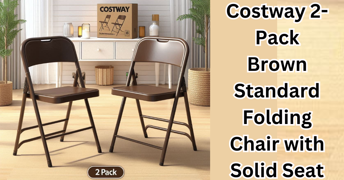 Costway 2-Pack Brown Standard Folding Chair with Solid Seat